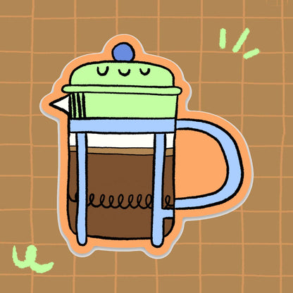 French Press Coffee Vinyl Sticker
