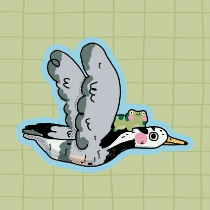 Flying Goose and Frog sticker