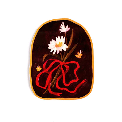 Flowers with ribbon sticker