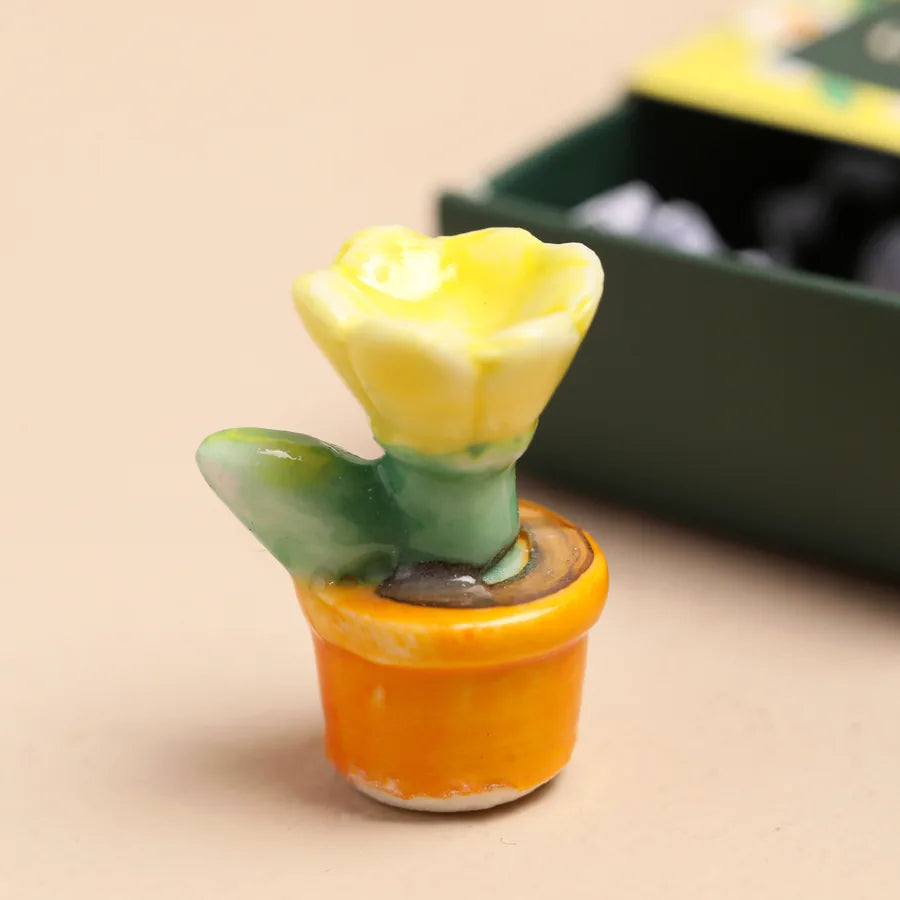 Potted Flower - Tiny Matchbox Ceramic Token