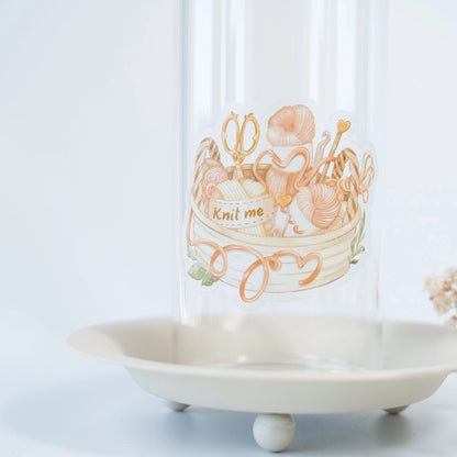Clear Vinyl Sticker - Knit Me