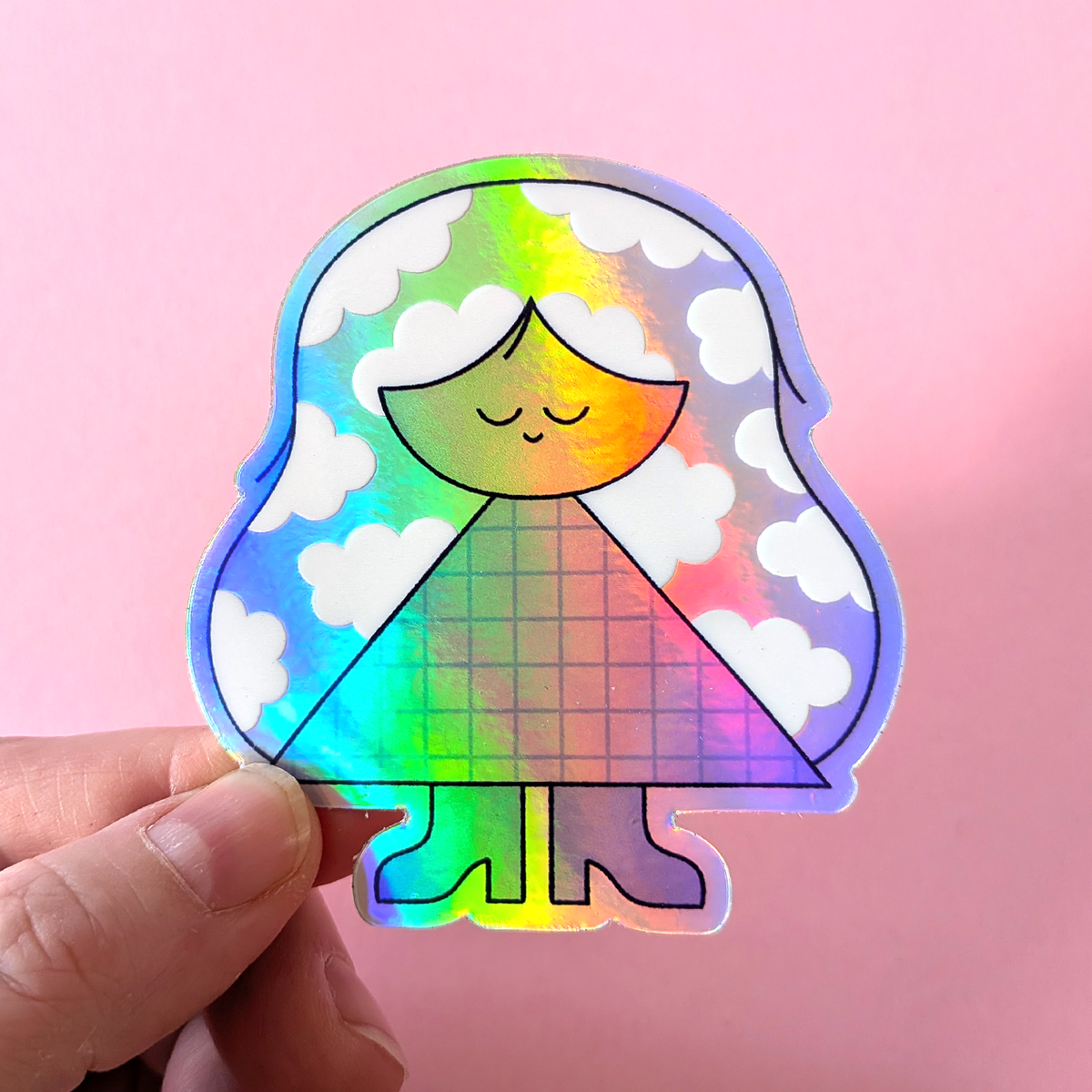 Head in the clouds holographic sticker