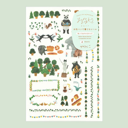 Yuru Log Sticker Two Sheets Forest Animals
