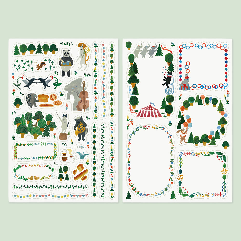 Yuru Log Sticker Two Sheets Forest Animals
