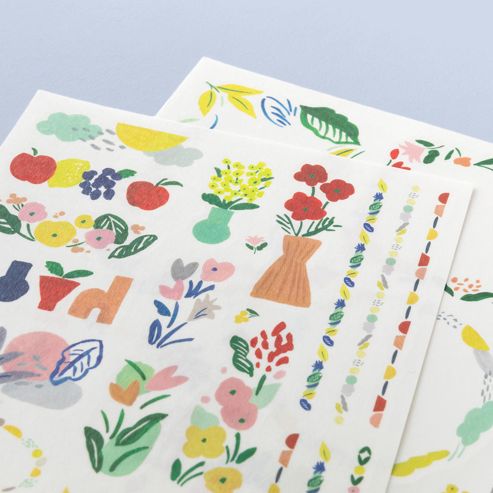 Yuru Log Sticker Two Sheets Motif Textile