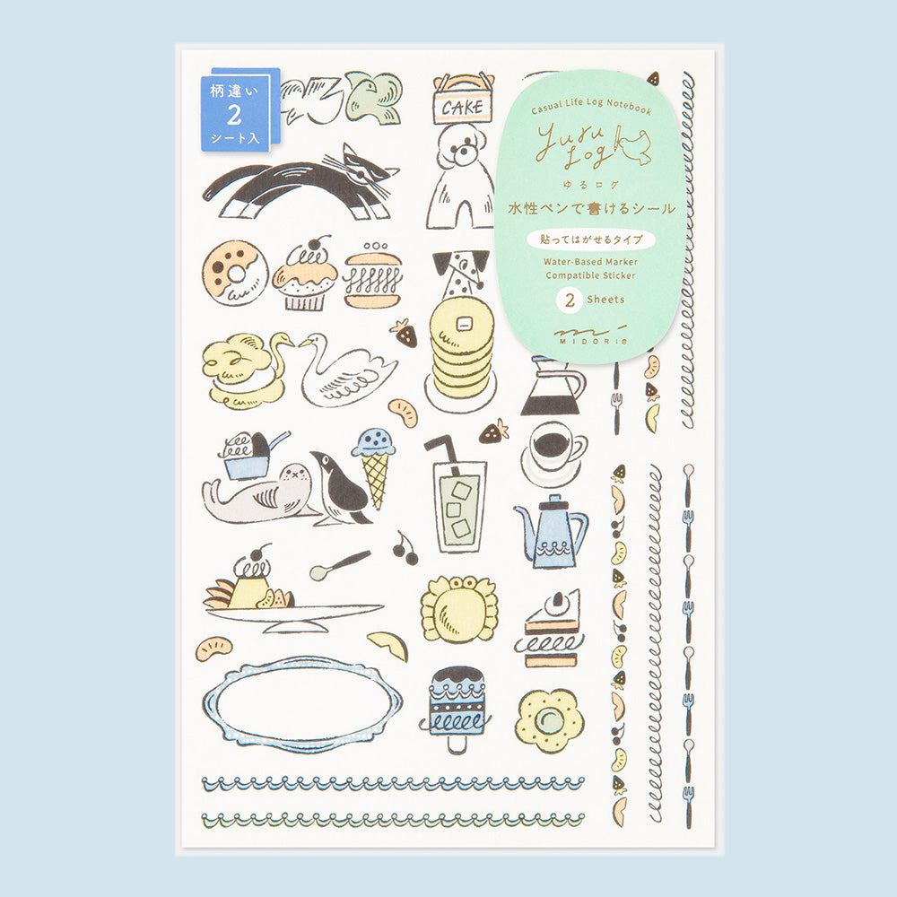 Yuru Log Sticker Two Sheets Sweets & Animals