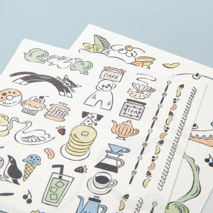 Yuru Log Sticker Two Sheets Sweets & Animals