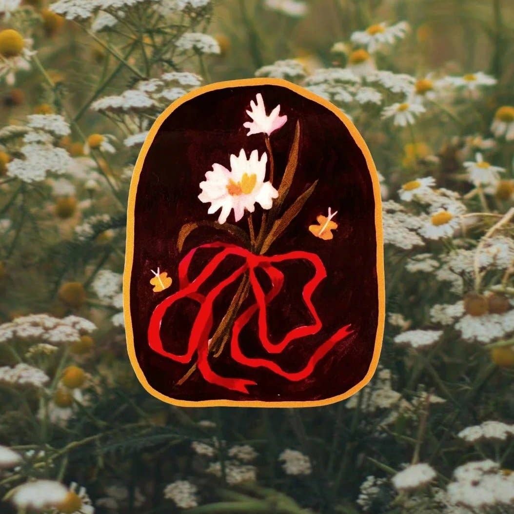 Flowers with ribbon sticker