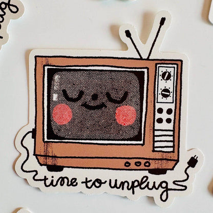Time to Unplug Retro TV Vinyl Sticker