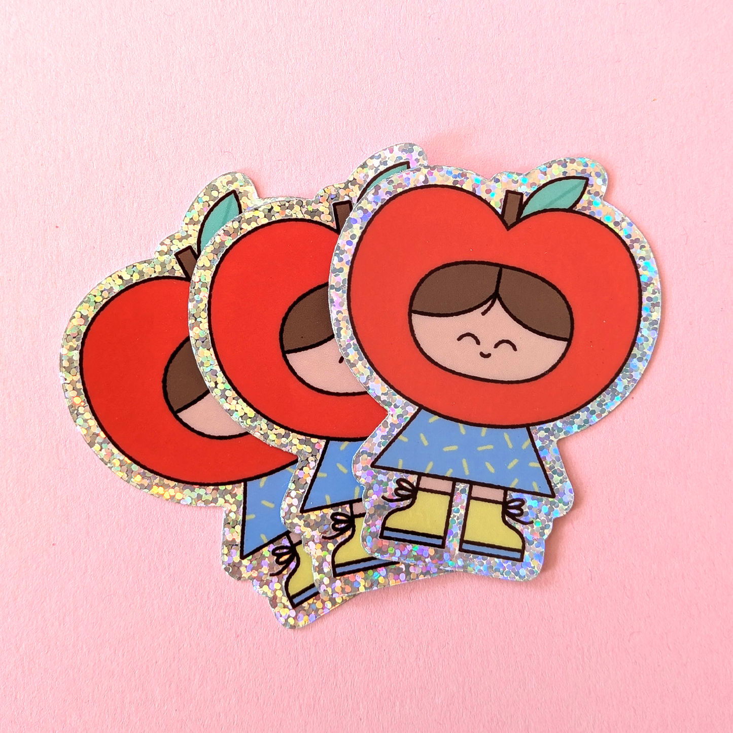 Apple girl glitter sticker