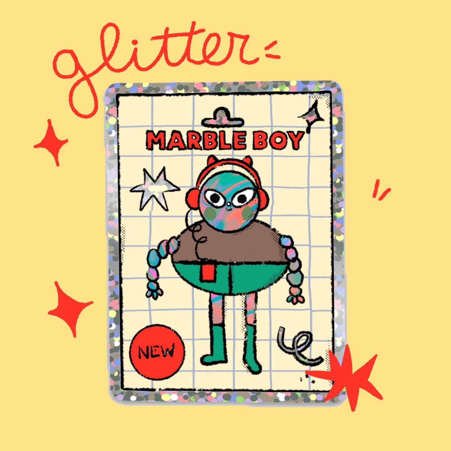 Marble Boy Glitter Sticker