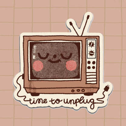 Time to Unplug Retro TV Vinyl Sticker