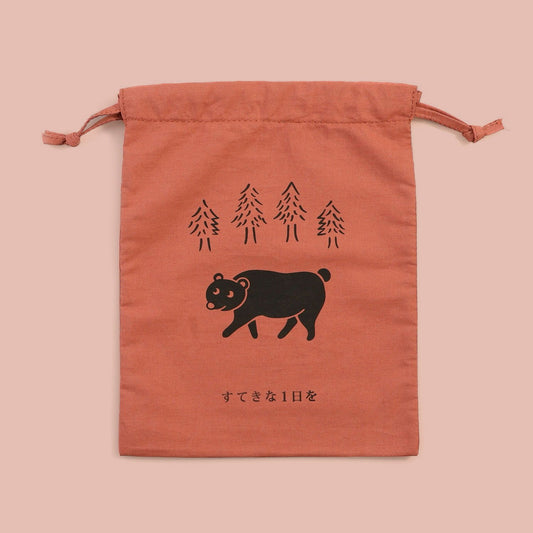 New Retro Drawstring Bag Bear - Medium