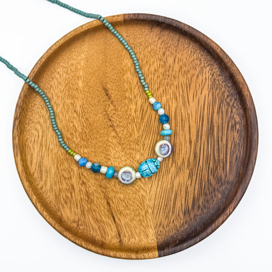 Turquoise Scarab Bead Necklace II
