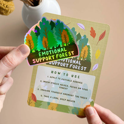 Emotional Support Forest Holographic Sticker Card