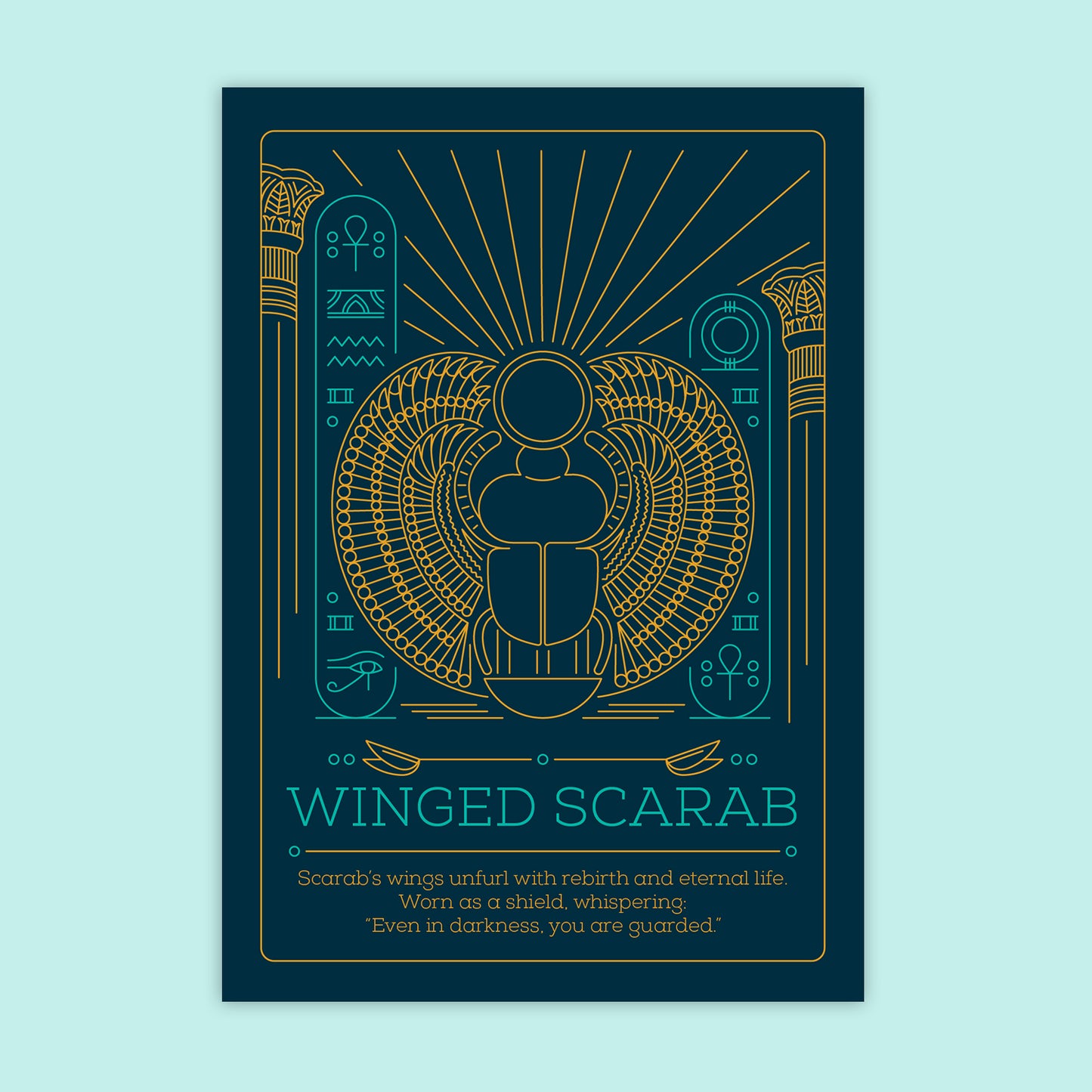 Winged scarab postcard