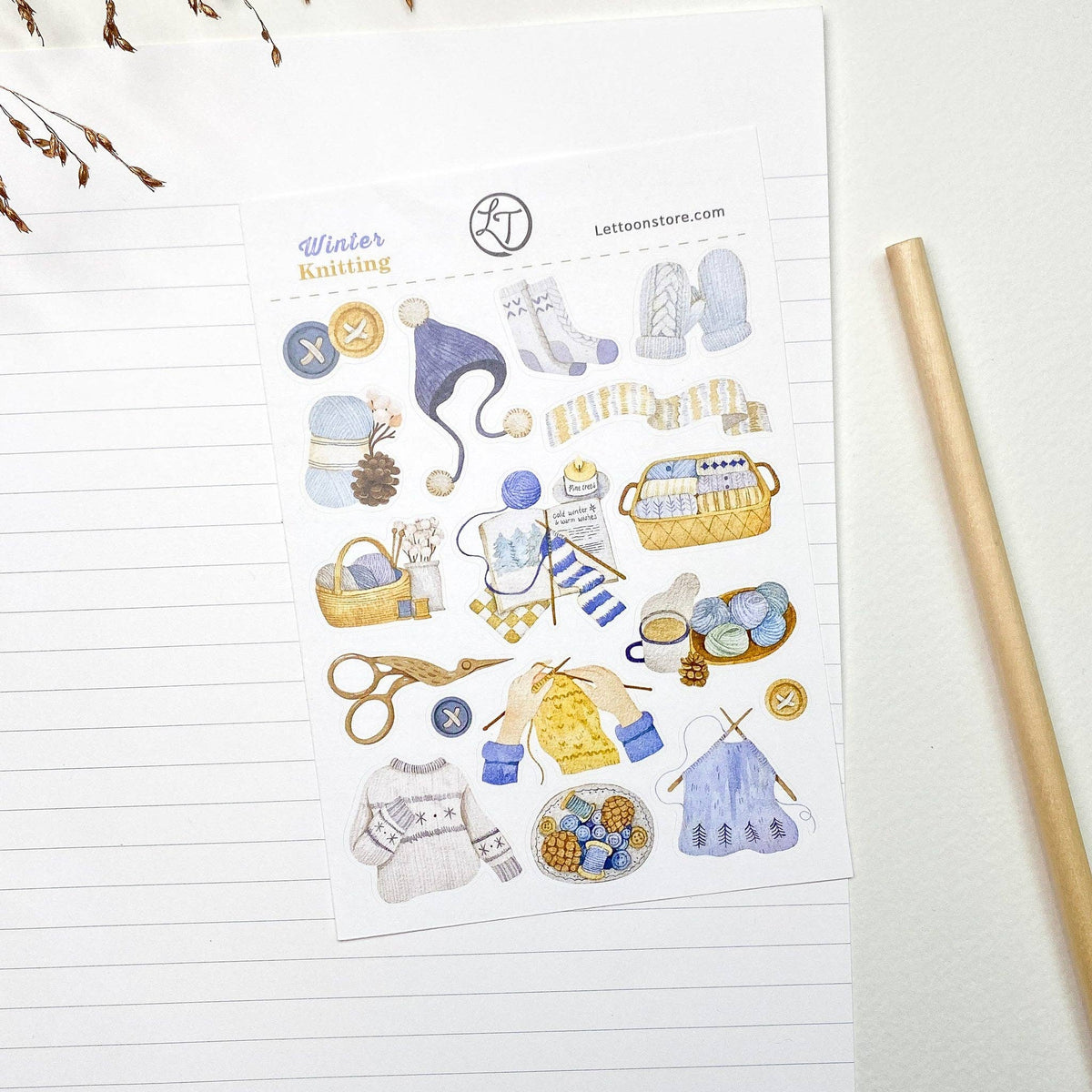Winter Sticker Sheet - Winter Knitting