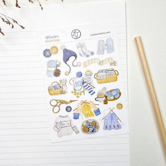 Winter Sticker Sheet - Winter Knitting
