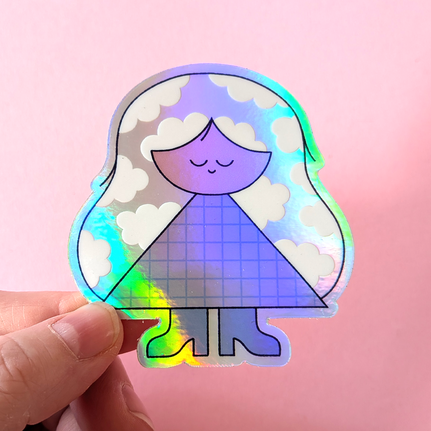 Head in the clouds holographic sticker