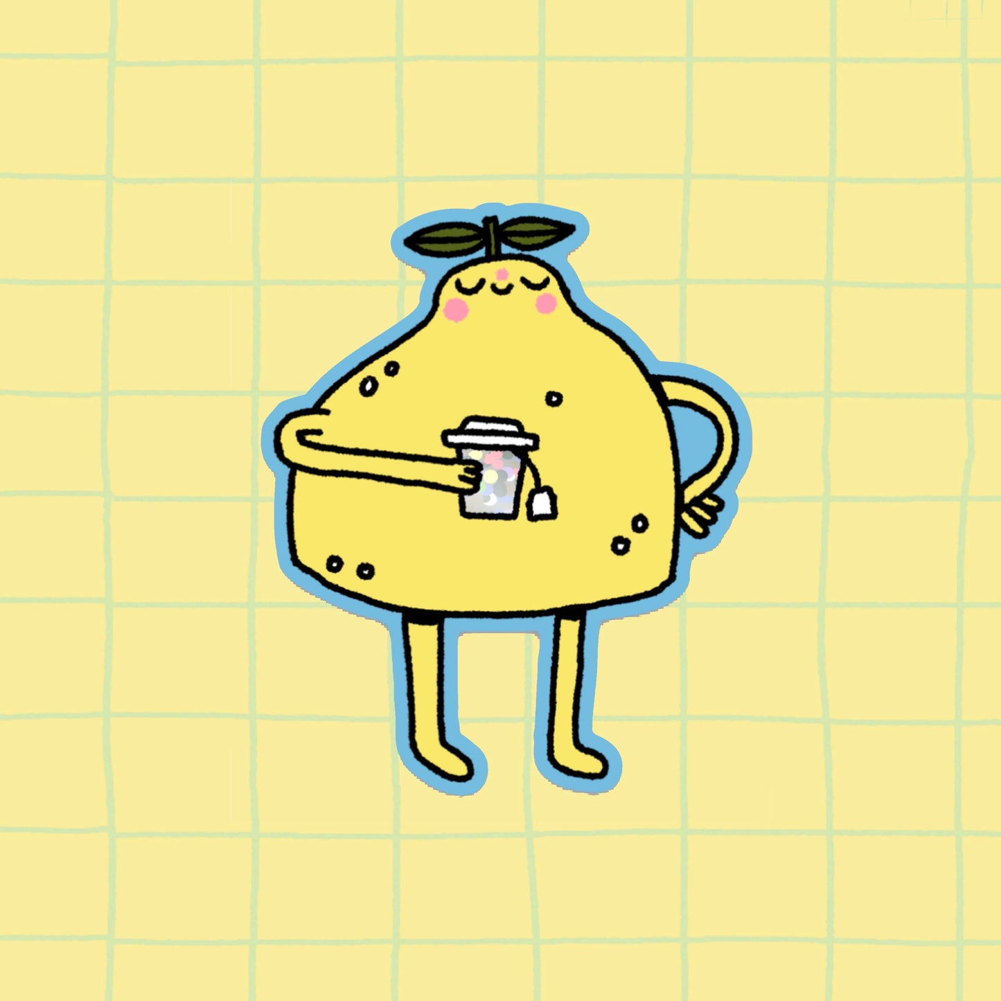 Lemon Tea Glitter Vinyl Sticker