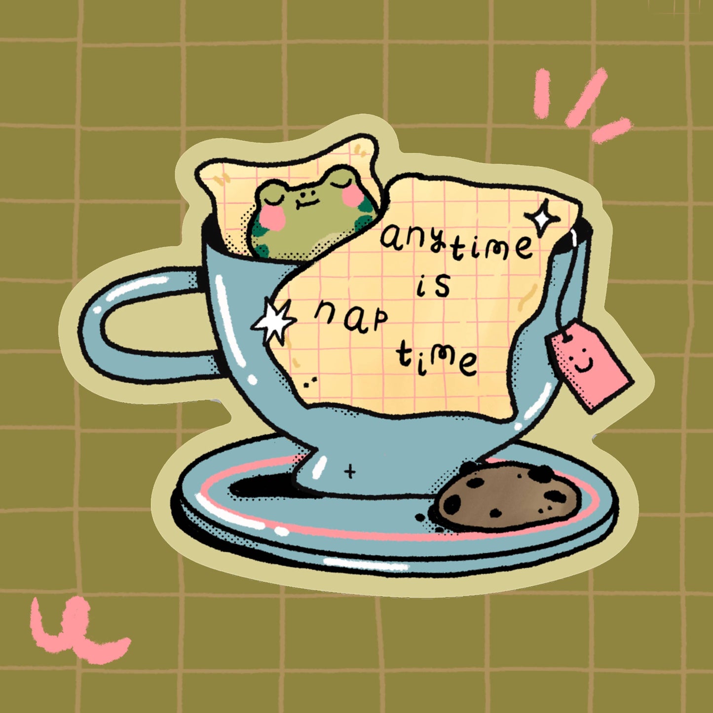 Nap time frog vinyl sticker