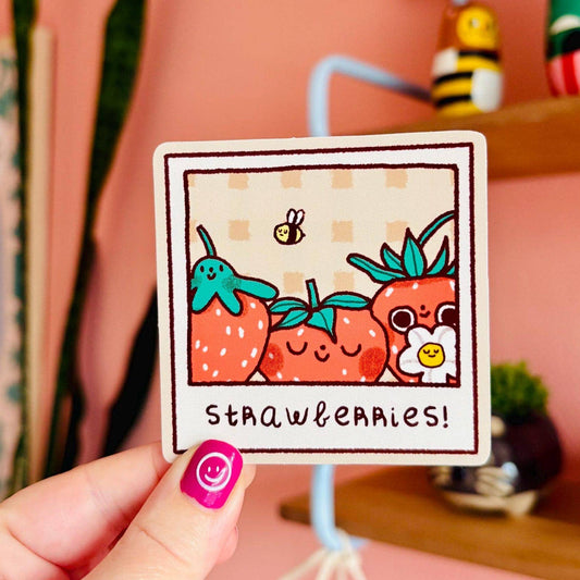 Strawberries! Polaroid Vinyl Sticker