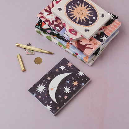Sleeping Moon Pocket Notebook | Plain Page Mini Journal
