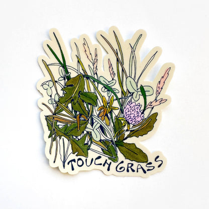 Touch grass vinyl sticker