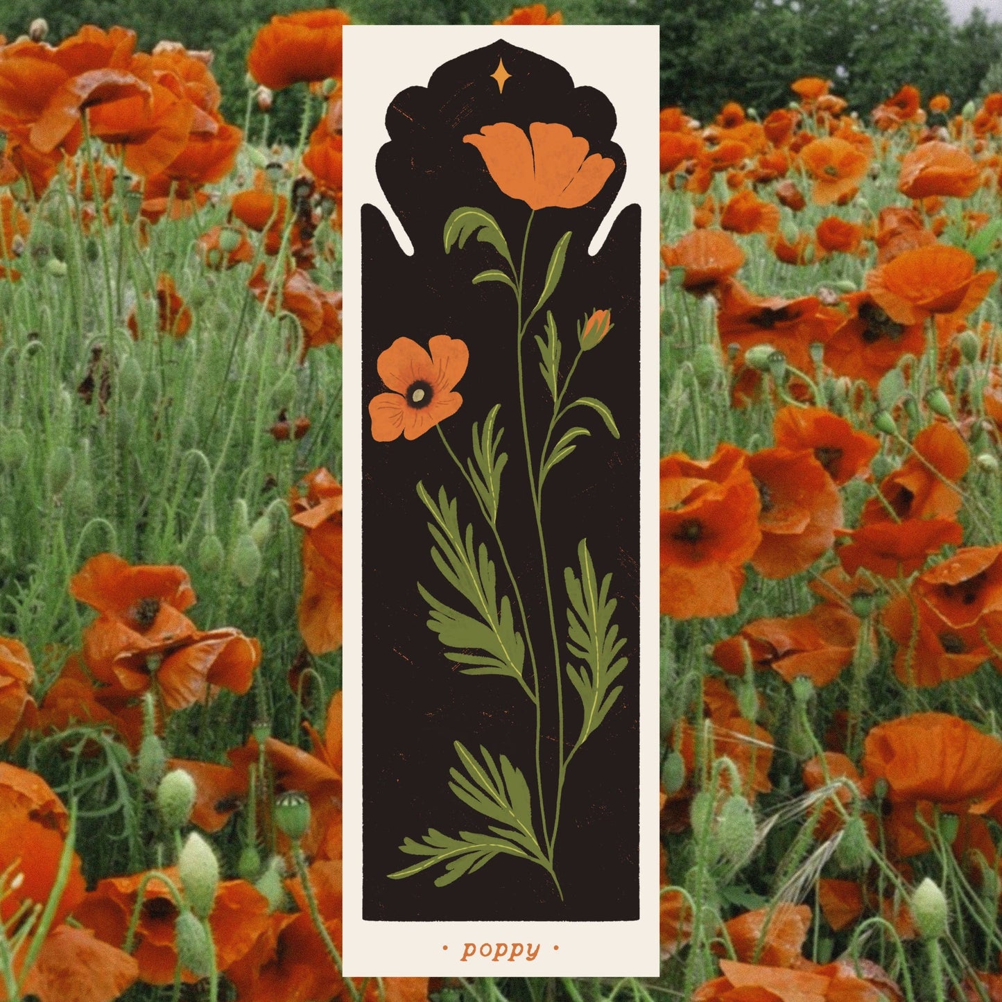 August Birth Flower - Poppy Bookmark