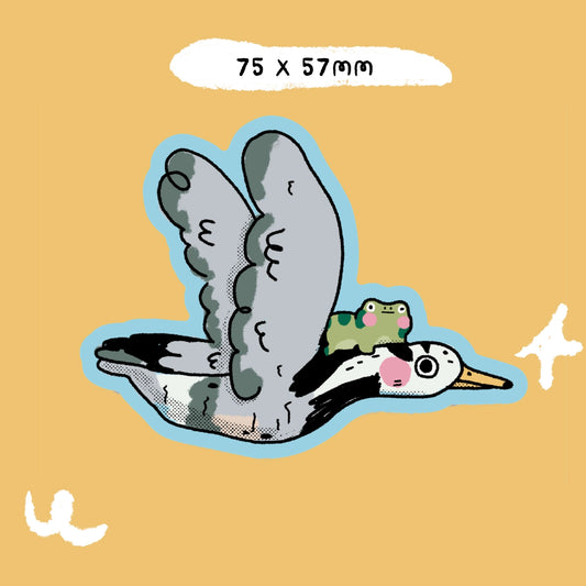 Flying Goose and Frog sticker