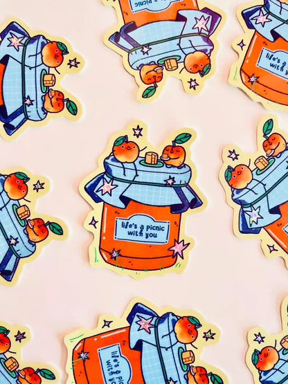 Apricot Picnic Glitter Sticker