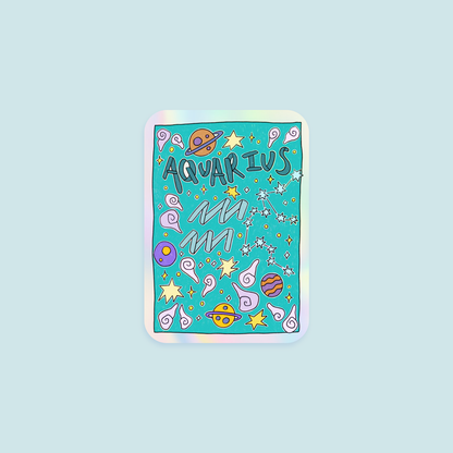 Aquarius Holographic Horoscope Sticker