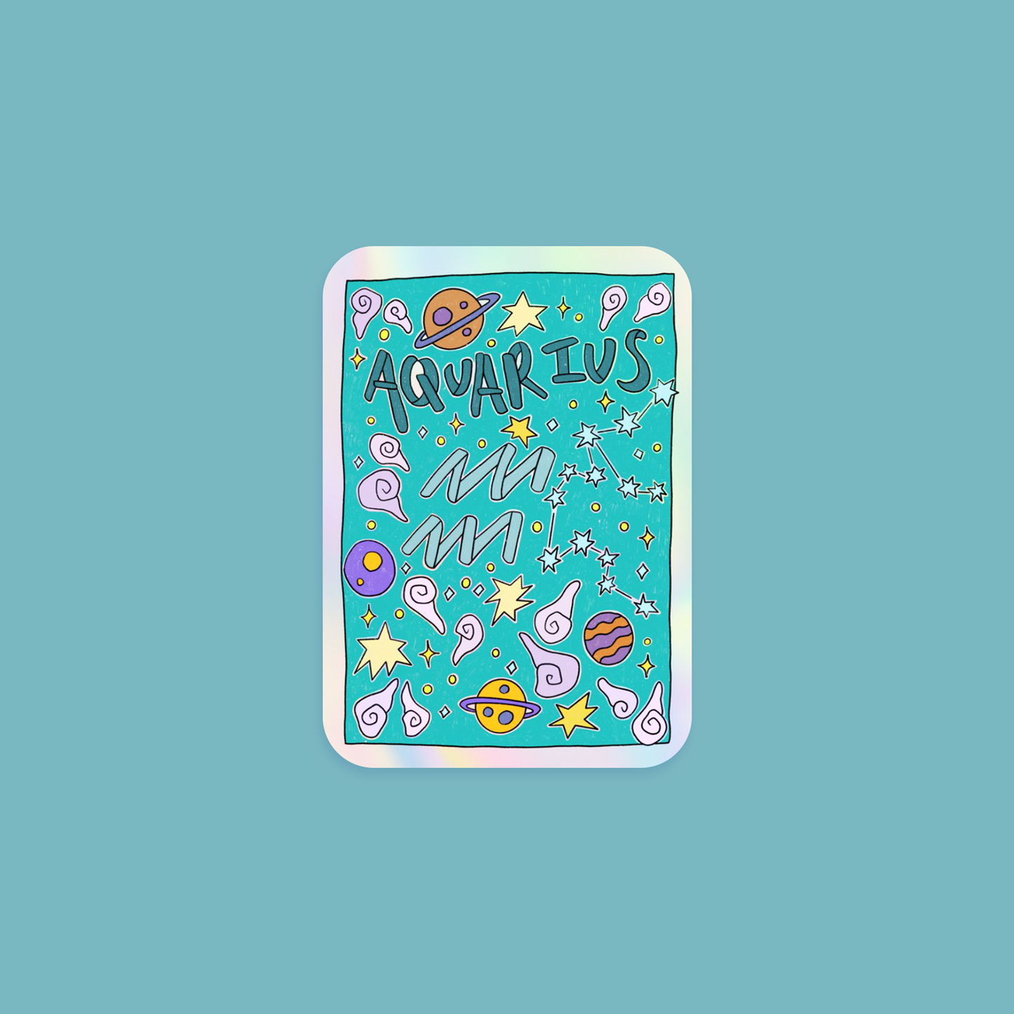Aquarius Holographic Horoscope Sticker