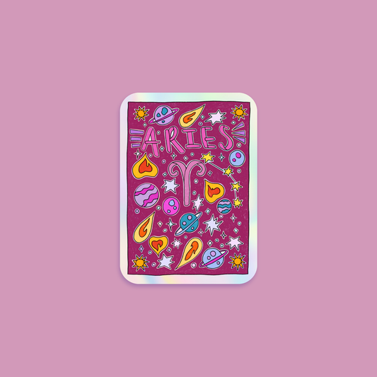 Aries Holographic Horoscope Sticker