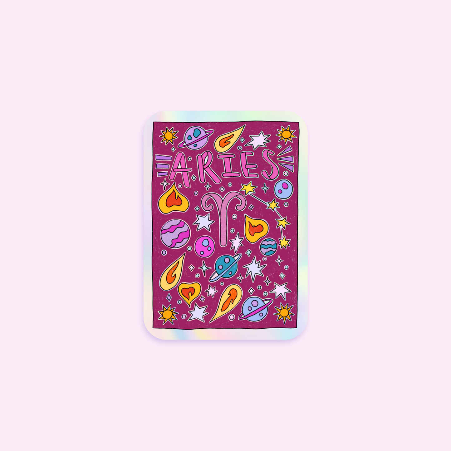 Aries Holographic Horoscope Sticker