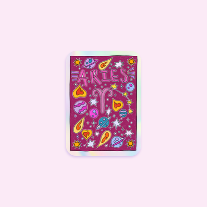 Aries Holographic Horoscope Sticker