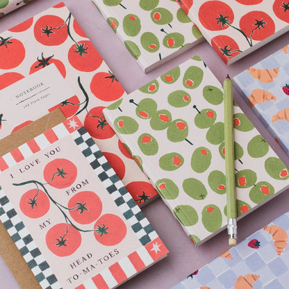 Olives Pocket Notebook | Plain Page Mini Blank Journal