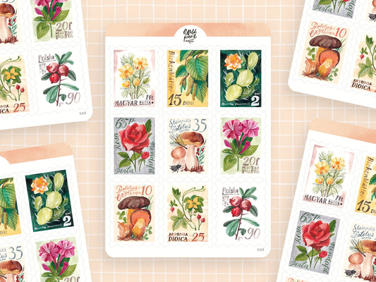 Vintage Stamps Sticker Sheet