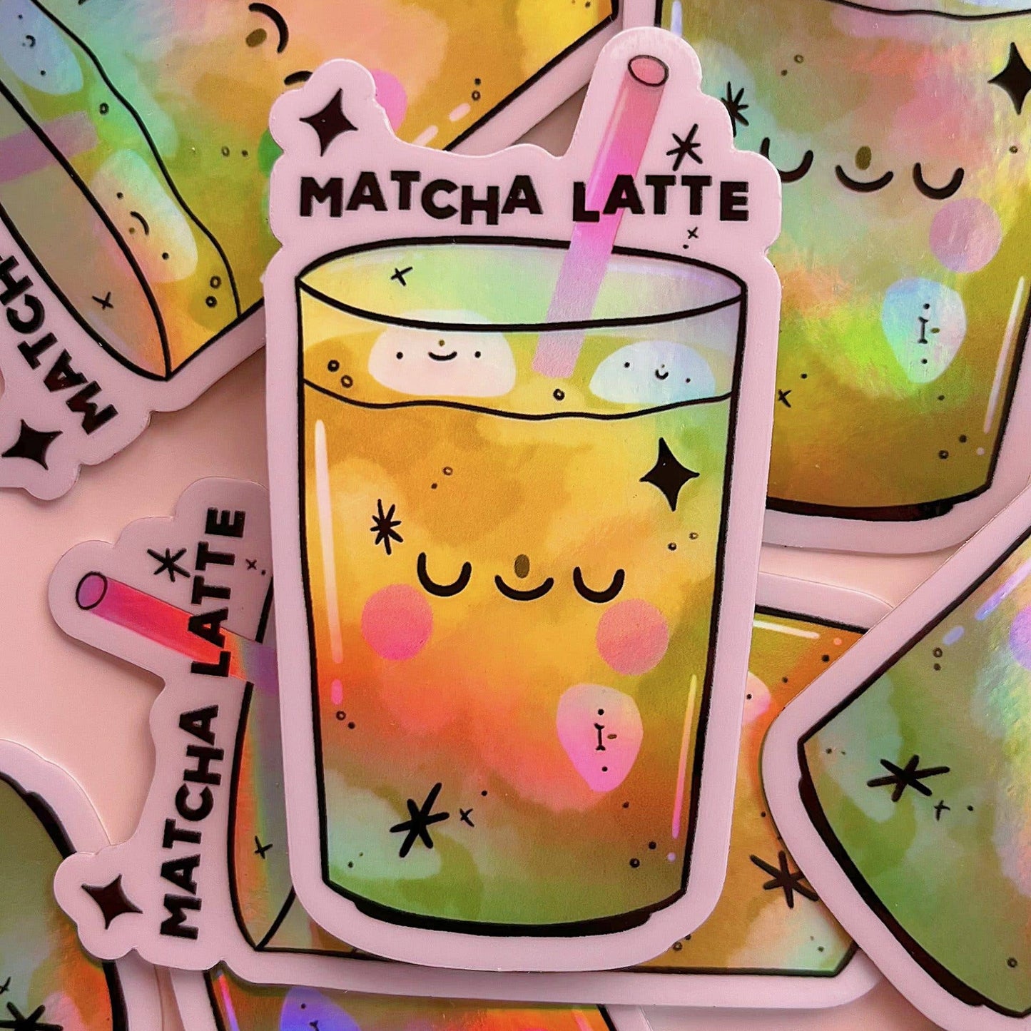 Holographic Matcha Latte Sticker