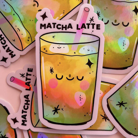 Holographic Matcha Latte Sticker