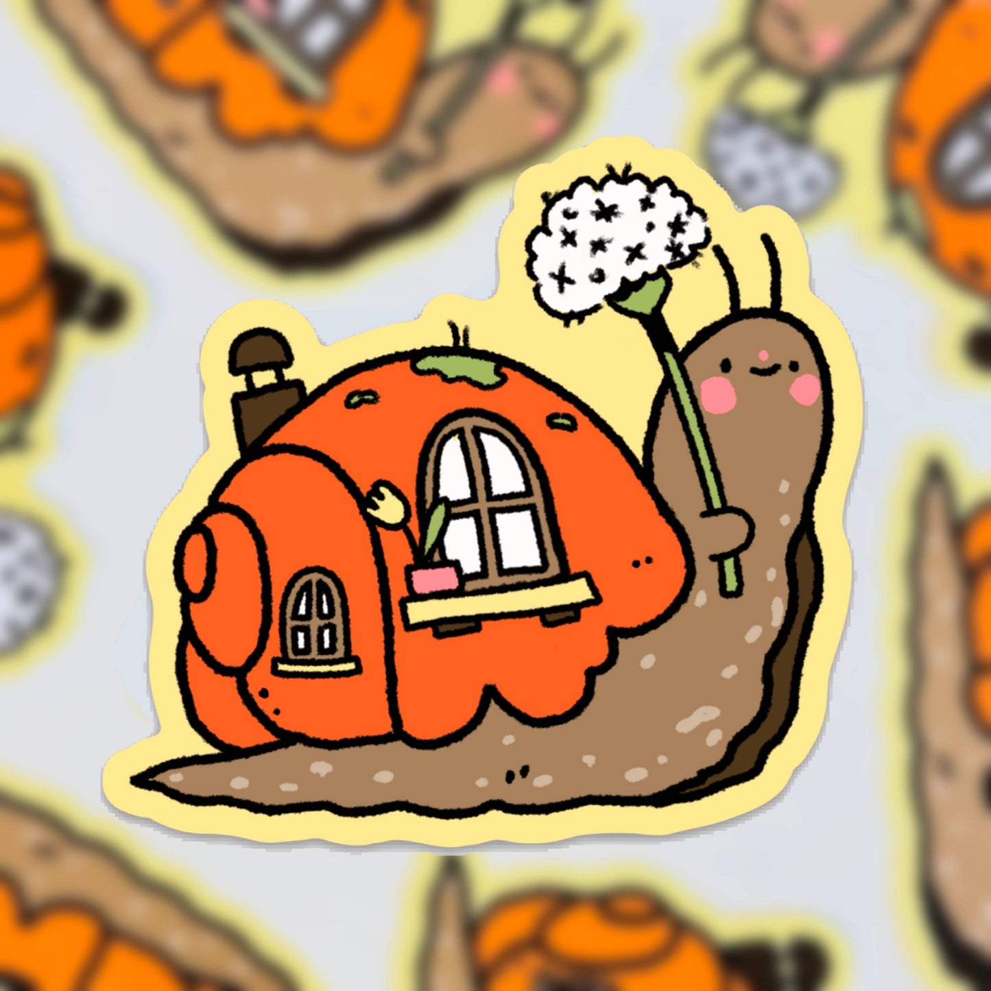 Snail moving house vinyl sticker