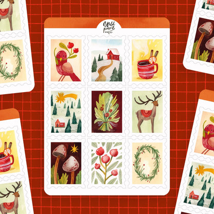 Christmas Stamps Sticker Sheet
