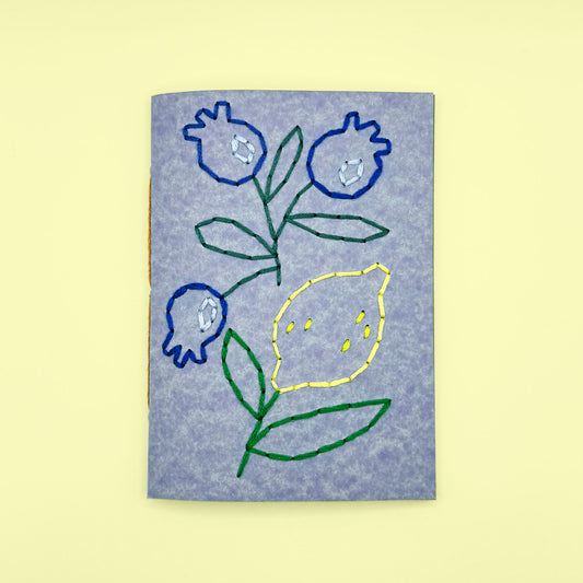Lemon and berry embroidery notebook