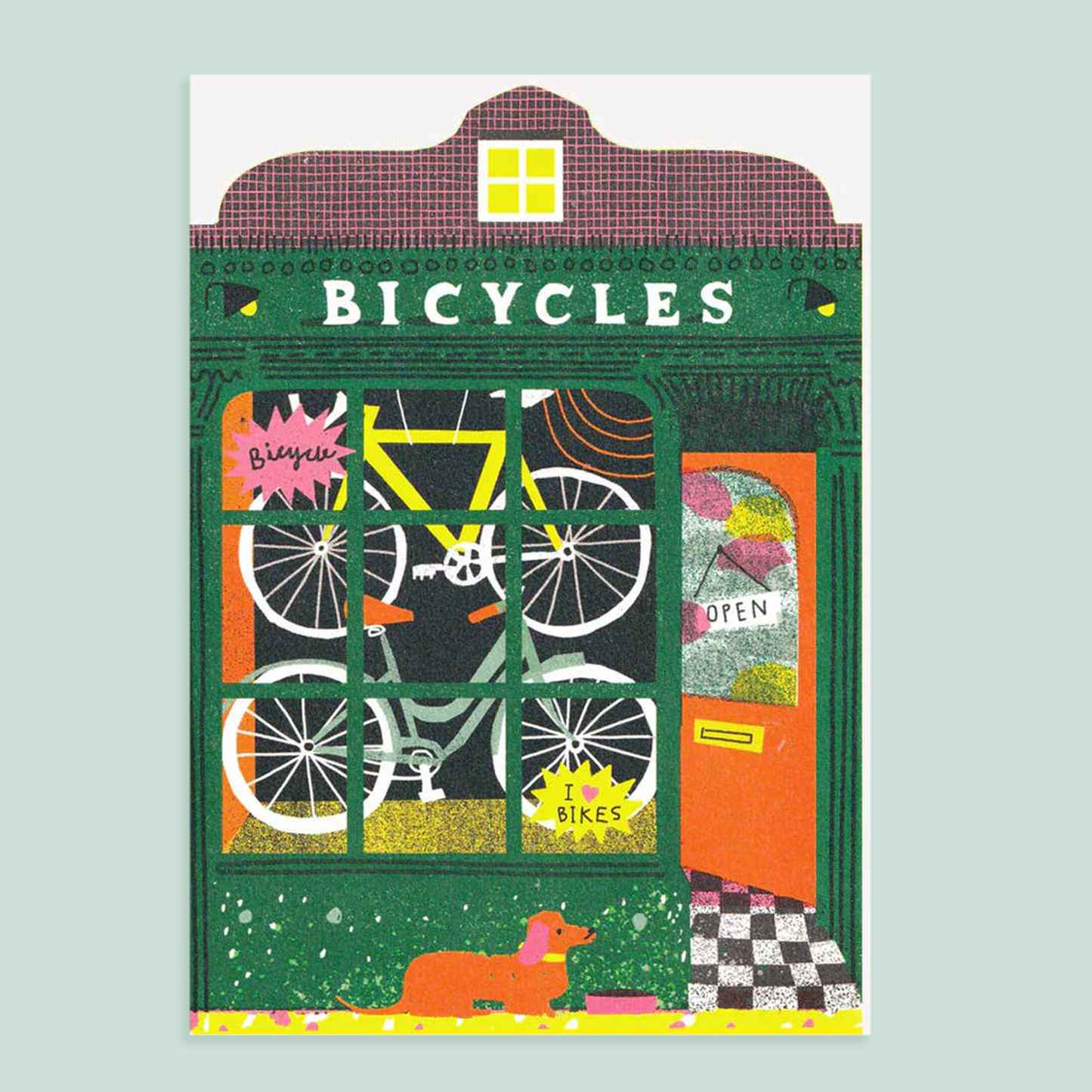 Bicycle Shop Die Cut Card
