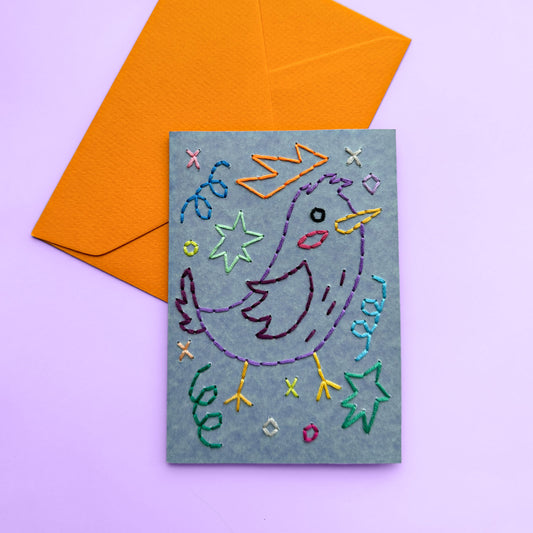 Bird embroidery card