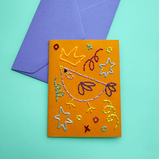 Bird embroidery card