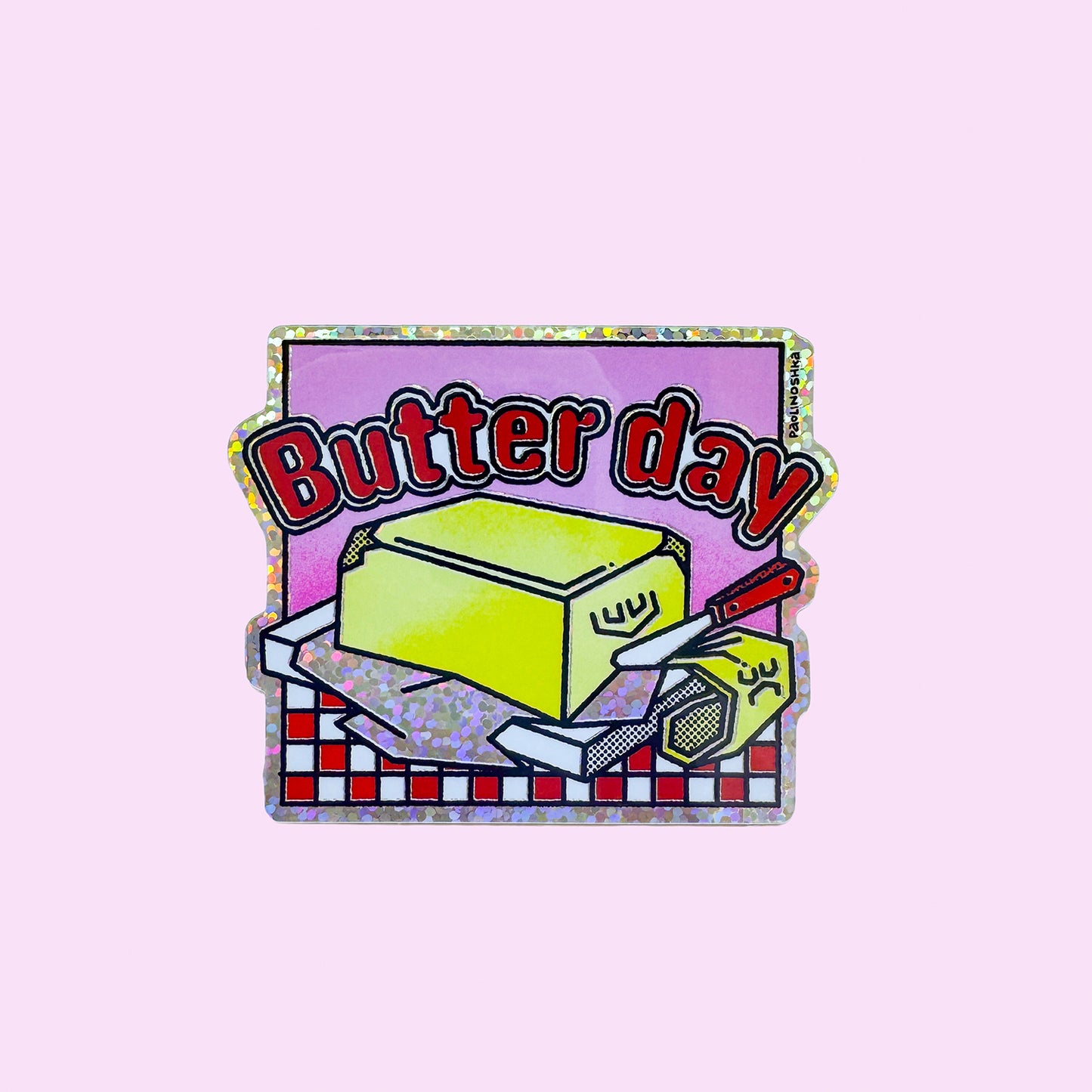 Butter Day Glitter Vinyl Sticker