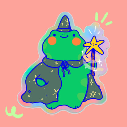 Frog Wizard vinyl sticker