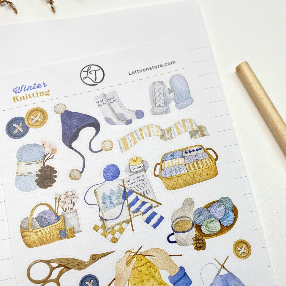 Winter Sticker Sheet - Winter Knitting