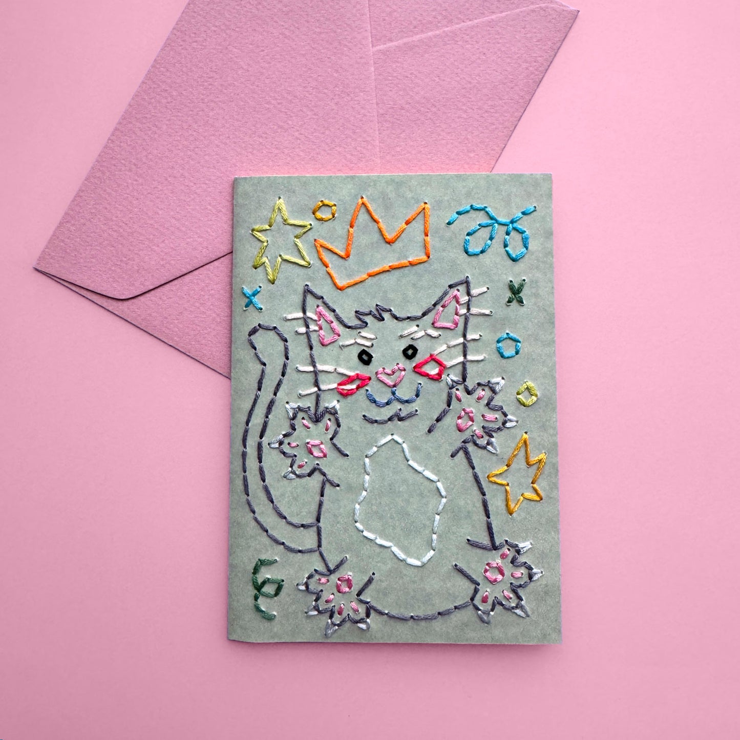 Cat embroidery card